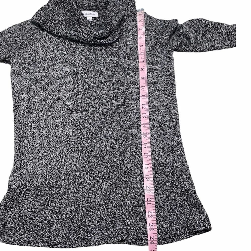 Calvin Klein‎ Cowl Neck Knit Sweater Pullover Rib Front Contrast Design Gray XS - Picture 7 of 9